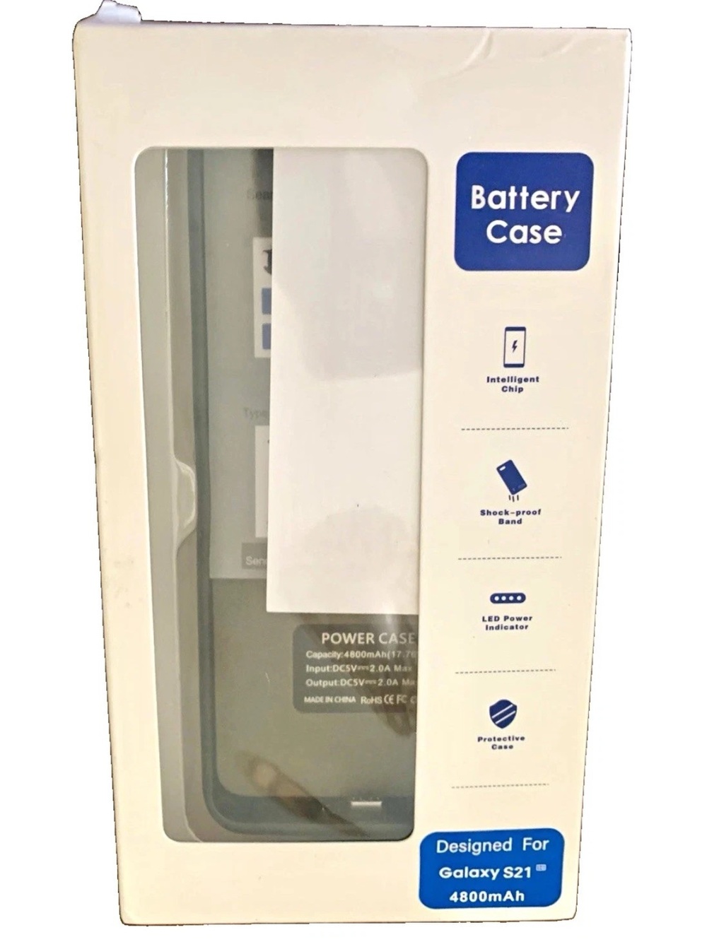 Battery Case for Galaxy S21 — White Power Case 4800mAh